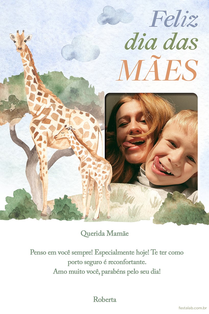 Cartao de Ocasioes especiais - A Mamae Girafa