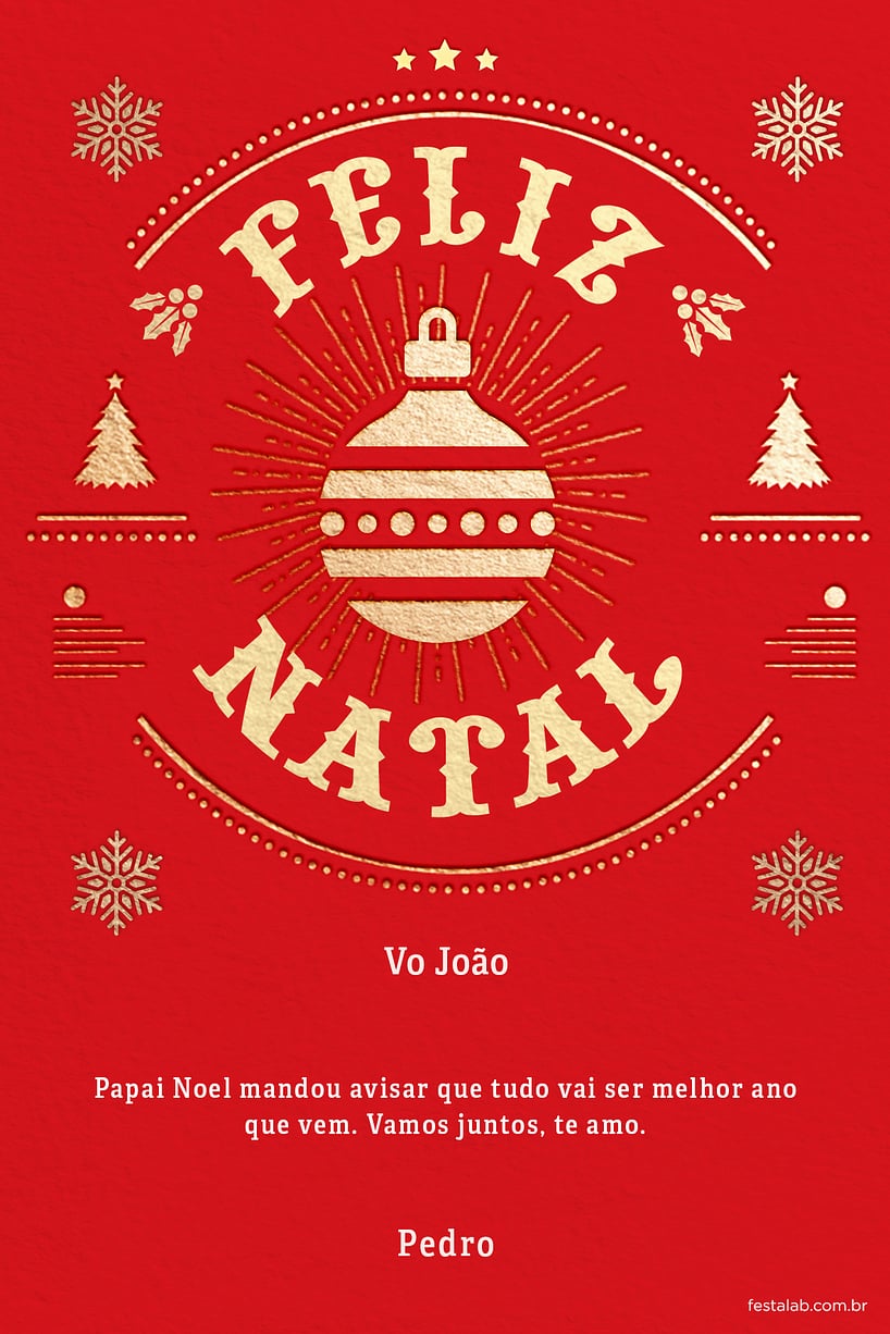 Crie seu Cartão de Ocasiões especiais - Natal clássico vermelho com a Festalab