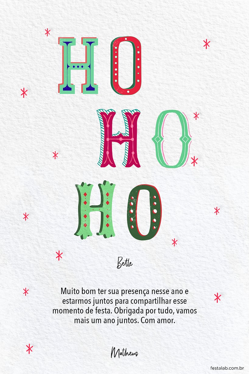 Crie seu Cartão de Ocasiões especiais - Natal hohoho com a Festalab