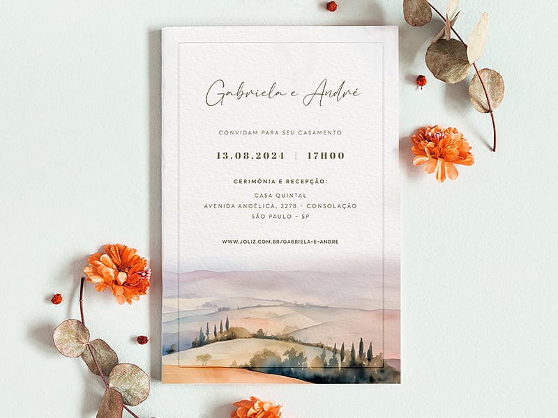 Crie seu convite de casamento - Colinas na Toscana| FestaLab